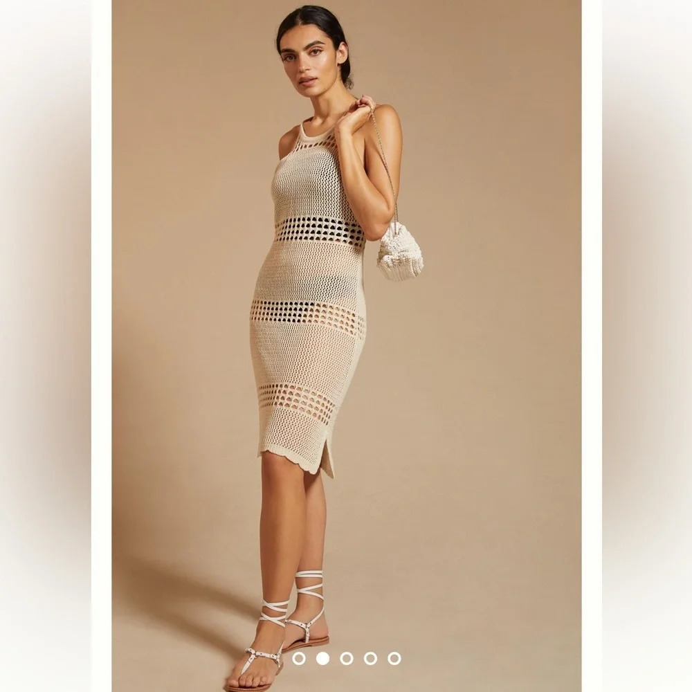 Anthropologie  Crochet Knit Coverup Dress One Size